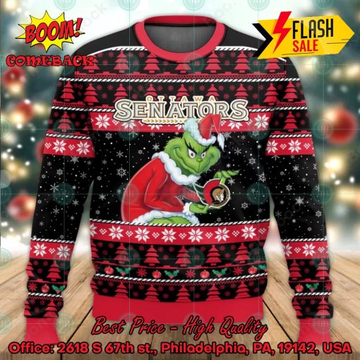 Ottawa Senators Sneaky Grinch Ugly Christmas Sweater