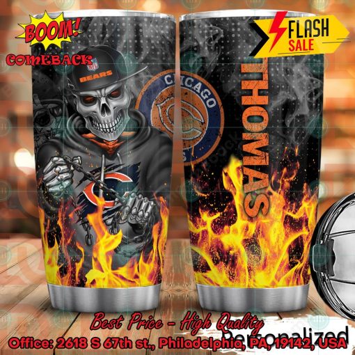 Personalized Skull NFL Chicago Bears Flame Tumbler