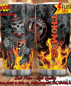 Personalized Skull NFL Cincinnati Bengals Flame Tumbler