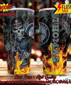 Personalized Skull NFL Dallas Cowboys Flame Tumbler