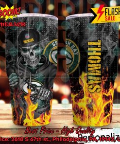 Personalized Skull NFL Green Bay Packers Flame Tumbler