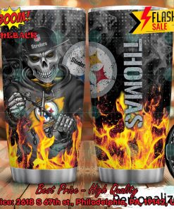 Personalized Skull NFL Pittsburgh Steelers Flame Tumbler