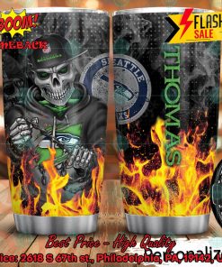 Personalized Skull NFL Seattle Seahawks Flame Tumbler