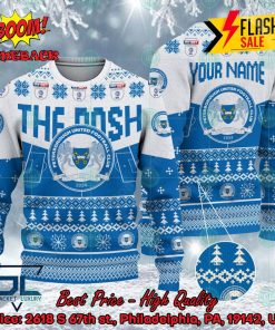 Peterborough United FC Big Logo Personalized Name Ugly Christmas Sweater