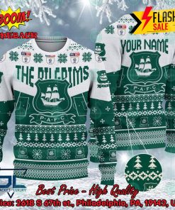 Plymouth Argyle FC Big Logo Personalized Name Ugly Christmas Sweater
