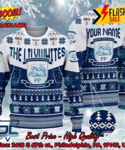Preston North End FC Big Logo Personalized Name Ugly Christmas Sweater