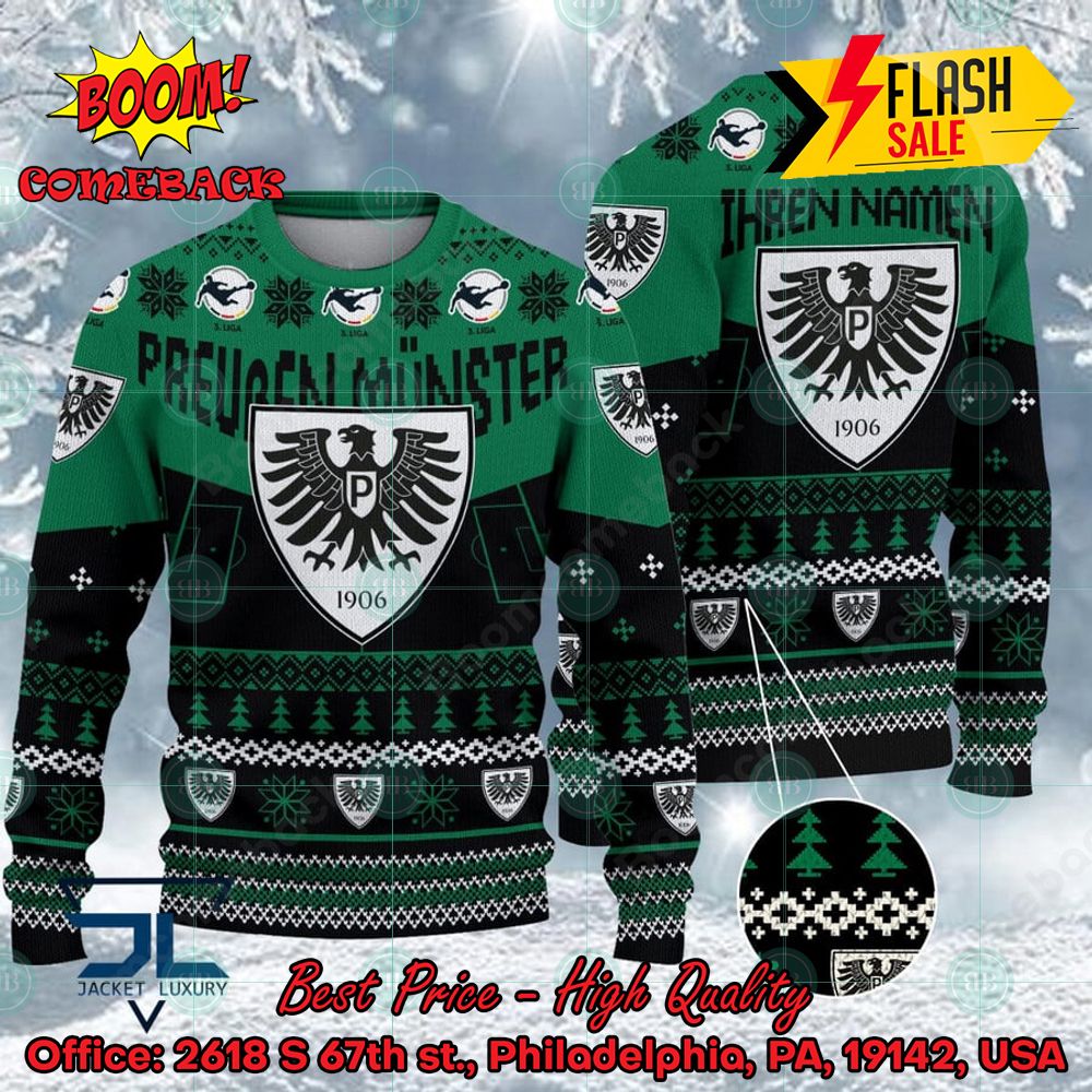 PreuBen Munster Stadium Personalized Name Ugly Christmas Sweater