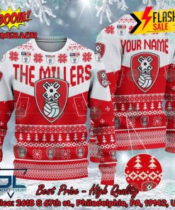 Rotherham United FC Big Logo Personalized Name Ugly Christmas Sweater