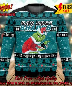 San Jose Sharks Sneaky Grinch Ugly Christmas Sweater
