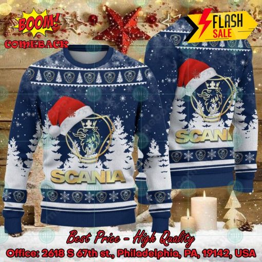 Scania Big Logo Santa Hat Ugly Christmas Sweater