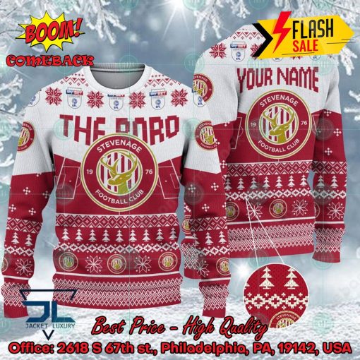 Stevenage FC Big Logo Personalized Name Ugly Christmas Sweater