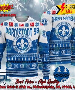 SV Darmstadt 98 Stadium Personalized Name Ugly Christmas Sweater
