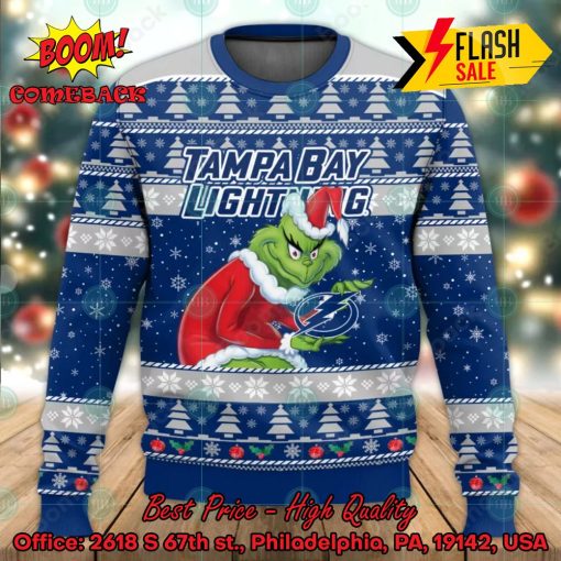 Tampa Bay Lightning Sneaky Grinch Ugly Christmas Sweater