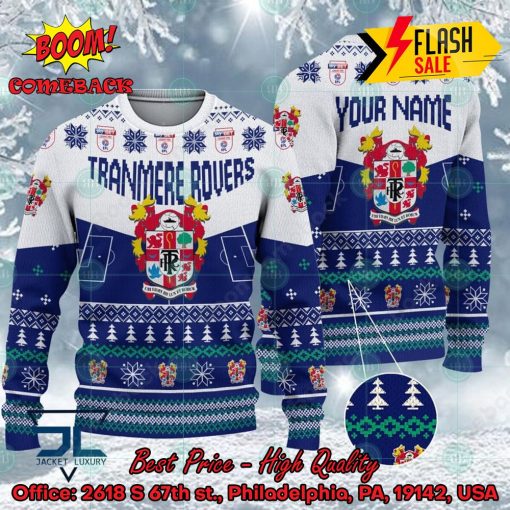 Tranmere Rovers FC Big Logo Personalized Name Ugly Christmas Sweater