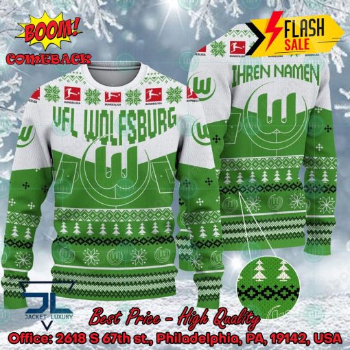 VfL Wolfsburg Stadium Personalized Name Ugly Christmas Sweater