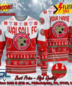 Walsall FC Big Logo Personalized Name Ugly Christmas Sweater
