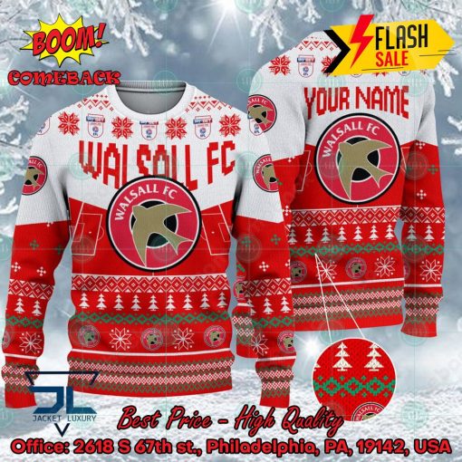 Walsall FC Big Logo Personalized Name Ugly Christmas Sweater