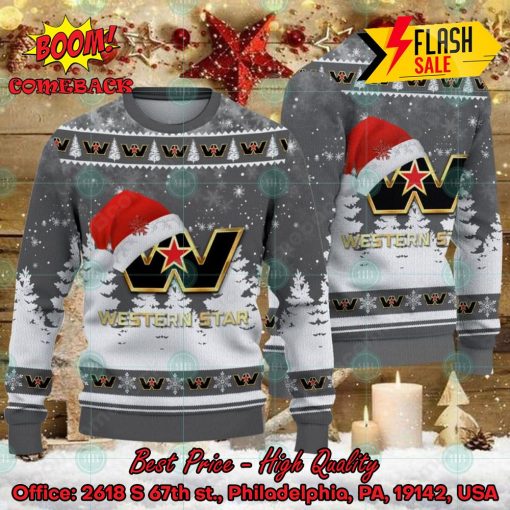Western Star Big Logo Santa Hat Ugly Christmas Sweater