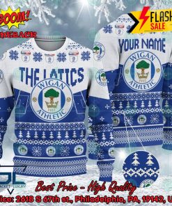 Wigan Athletic FC Big Logo Personalized Name Ugly Christmas Sweater