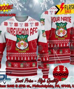Wrexham AFC Big Logo Personalized Name Ugly Christmas Sweater