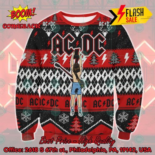 ACDC Angus Young Hold Lightning Ugly Christmas Sweater