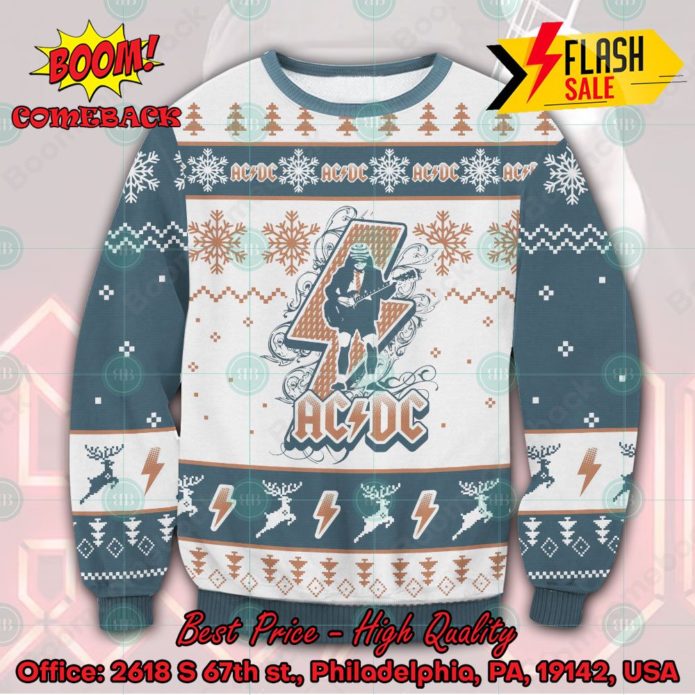 ACDC Angus Young Snowflake Ugly Christmas Sweater