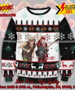 ACDC Brian Johnson Angus Young Snowflake Ugly Christmas Sweater