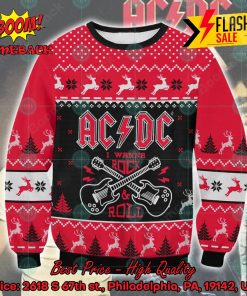 ACDC I Wanna Rock And Roll Ugly Christmas Sweater