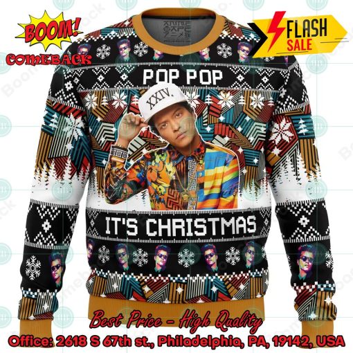 Bruno Mars Pop Pop It’s Christmas Ugly Christmas Sweater