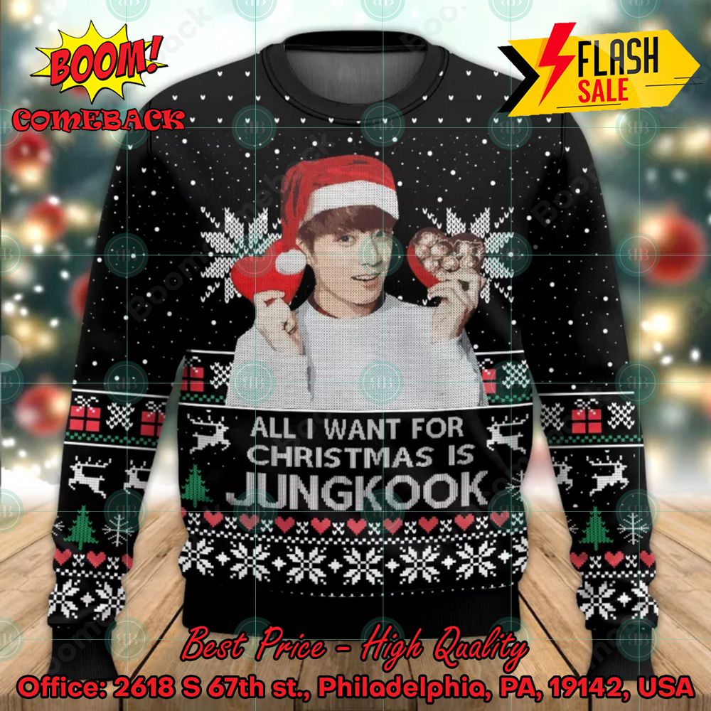 BTS All I Want for Christmas Is Jungkook Ugly Christmas Sweater