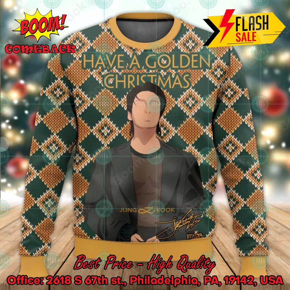 BTS Jungkook Have A Golden Christmas Ugly Christmas Sweater