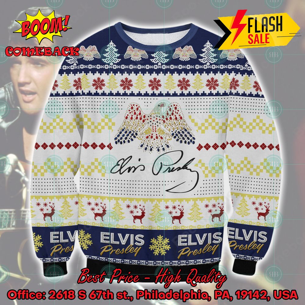 Elvis Presley Aloha Eagle Ugly Christmas Sweater
