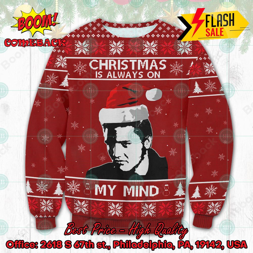Elvis Presley Christmast Is Always On My Mind Ugly Christmas Sweater