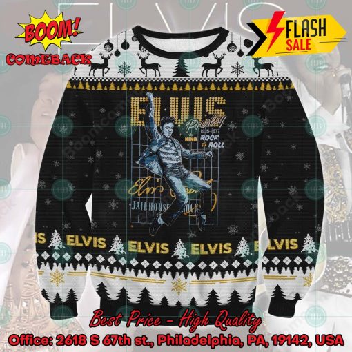 Elvis Presley King Rock & Roll 1935 1977 Ugly Christmas Sweater