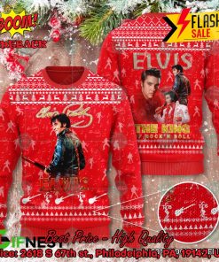 Elvis Presley King Rock & Roll Red Ugly Christmas Sweater
