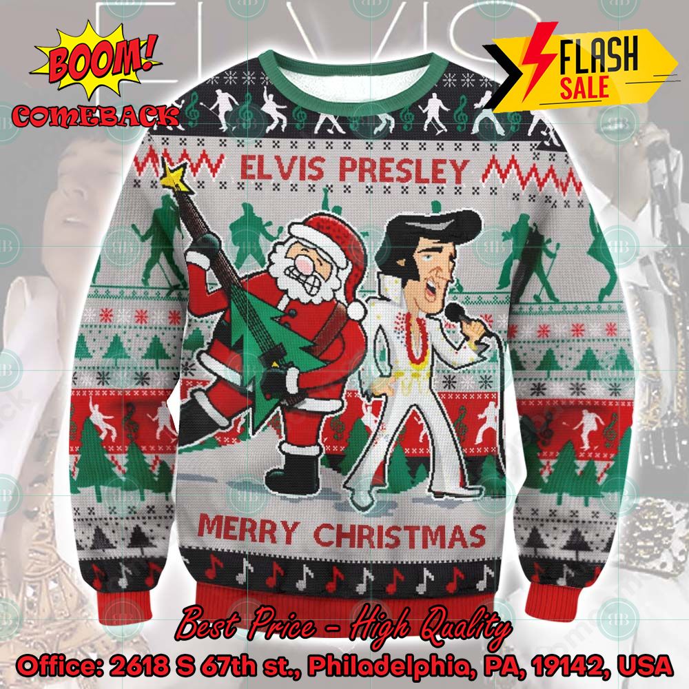 Elvis Presley Merry Christmas Santa Claus Ugly Christmas Sweater