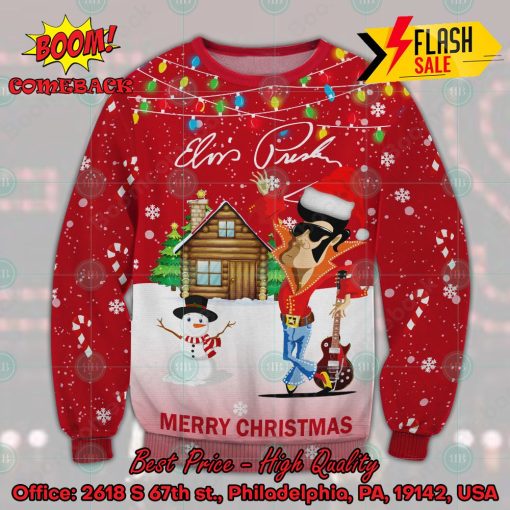 Elvis Presley Merry Christmas Snowman Ugly Christmas Sweater