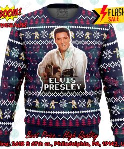 Elvis Presley Pine Tree Snowflake Ugly Christmas Sweater