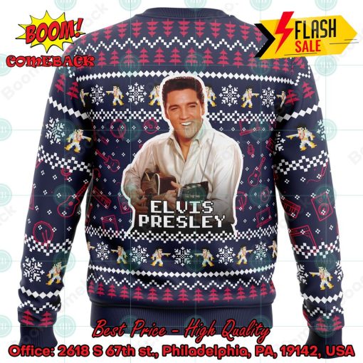 Elvis Presley Pine Tree Snowflake Ugly Christmas Sweater