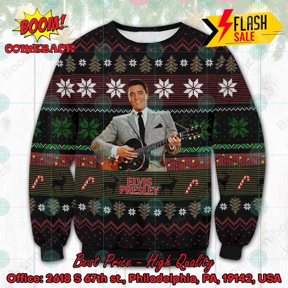 elvis presley reindeer candy cane ugly christmas sweater 1 BqWf7