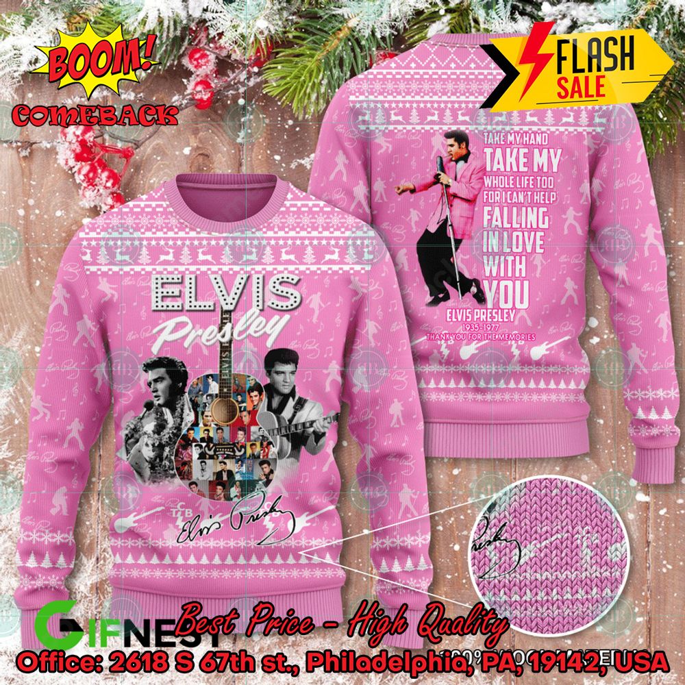 Elvis Presley Santa Hat Merry Christmas Ugly Christmas Sweater