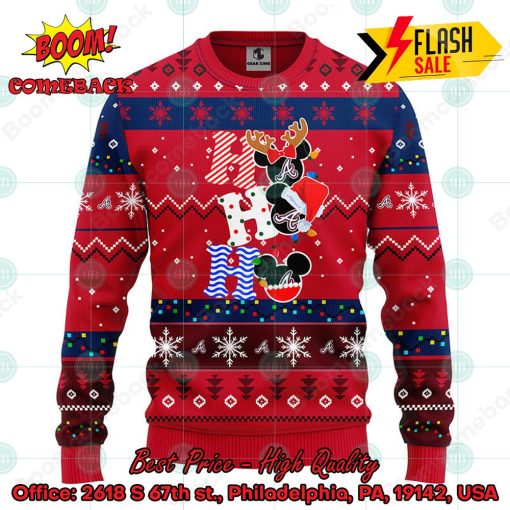 MLB Atlanta Braves Mickey Mouse Ho Ho Ho Ugly Christmas Sweater