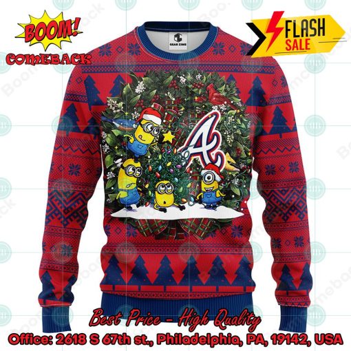 MLB Atlanta Braves Minions Christmas Circle Ugly Christmas Sweater