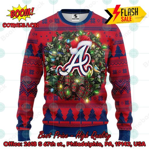 MLB Atlanta Braves Santa Hat Christmas Circle Ugly Christmas Sweater
