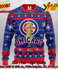 MLB Chicago Cubs Grinch Santa Hat Ugly Christmas Sweater
