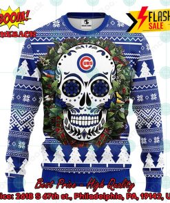 MLB Chicago Cubs Skull Flower Ugly Christmas Sweater
