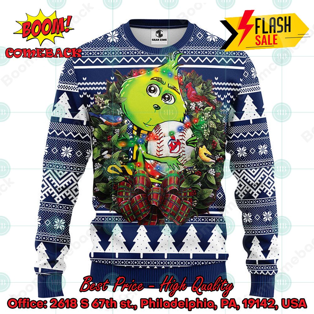 MLB Cleveland Guardians Grinch Christmas Circle Ugly Christmas Sweater