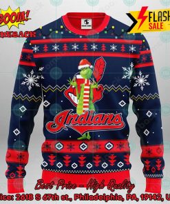 MLB Cleveland Guardians Grinch Santa Hat Ugly Christmas Sweater
