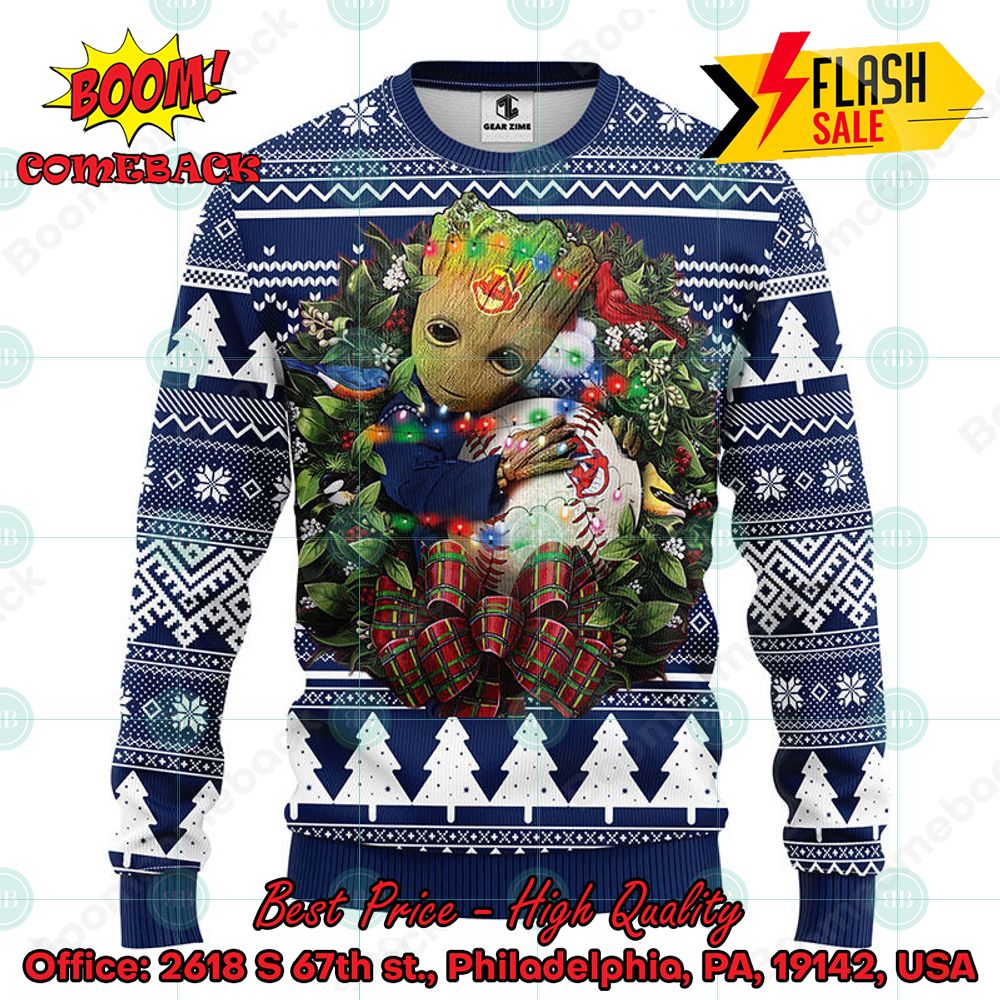 MLB Cleveland Guardians Groot Christmas Circle Ugly Christmas Sweater