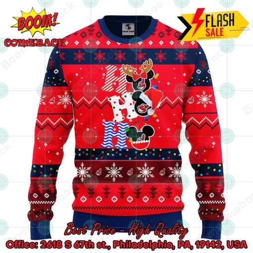 MLB Cleveland Guardians Mickey Mouse Ho Ho Ho Ugly Christmas Sweater